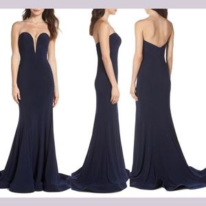 $278 IEENA for Mac Duggal [ 4 ] Bustier Strapless Trumpet Gown in Blue